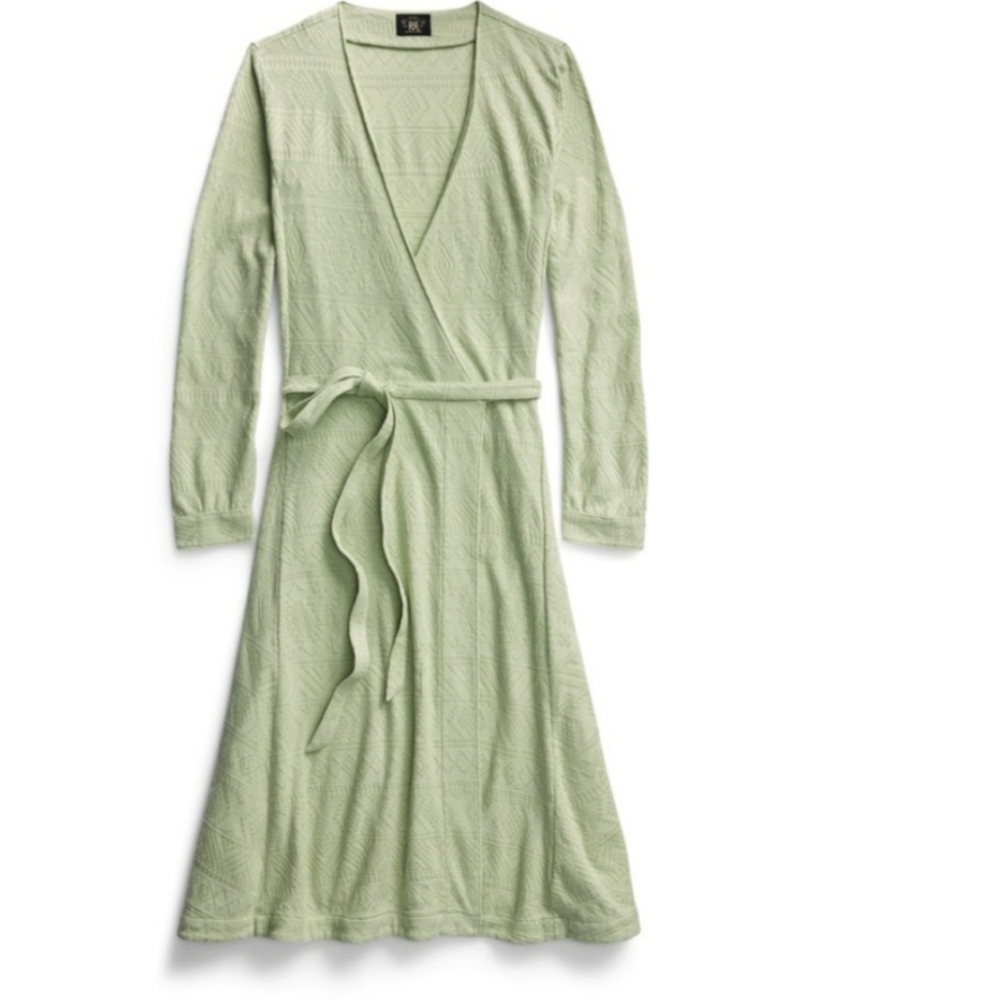 Ralph Lauren Double R Light Green Wrap Dress Size 4 Pre-owned Southwest Pattern